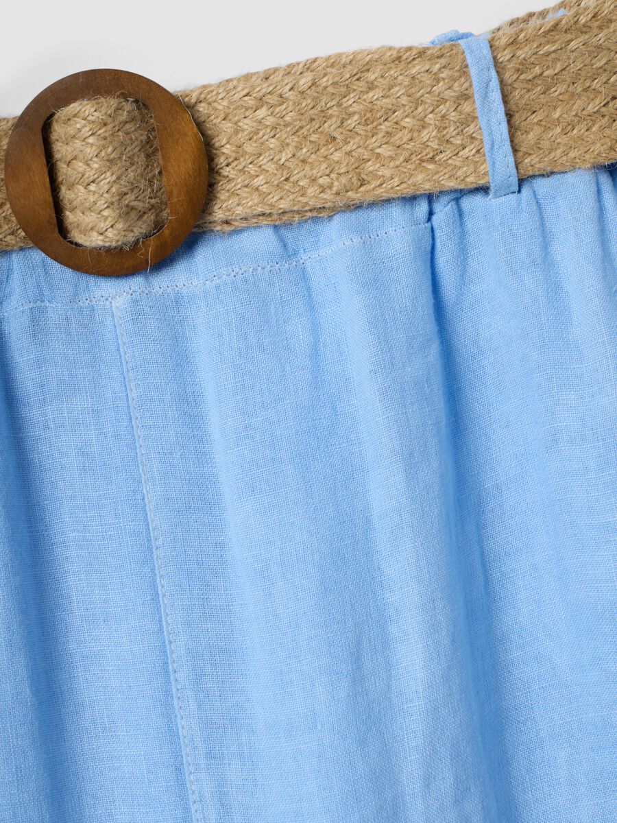 Hellblaue Wide-Leg-Hose aus reinem Leinen mit elastischem Bund_5