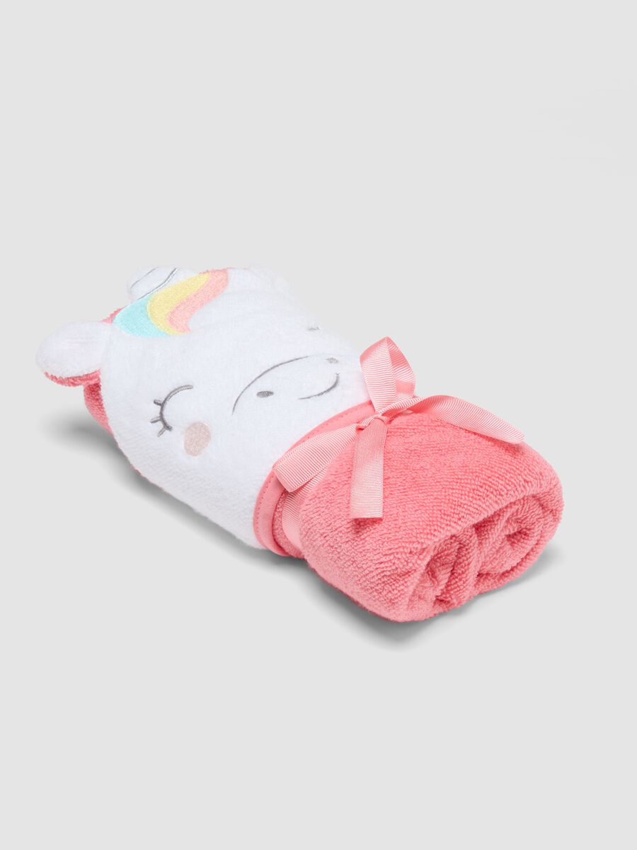 Multicoloured pure cotton unicorn-shaped baby bathrobe_0