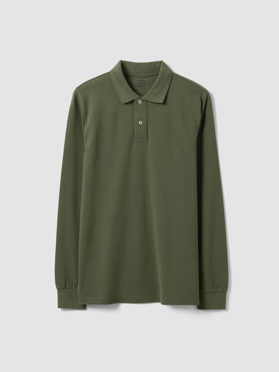 Green long-sleeve organic cotton piqu&eacute; polo shirt, regular fit_4