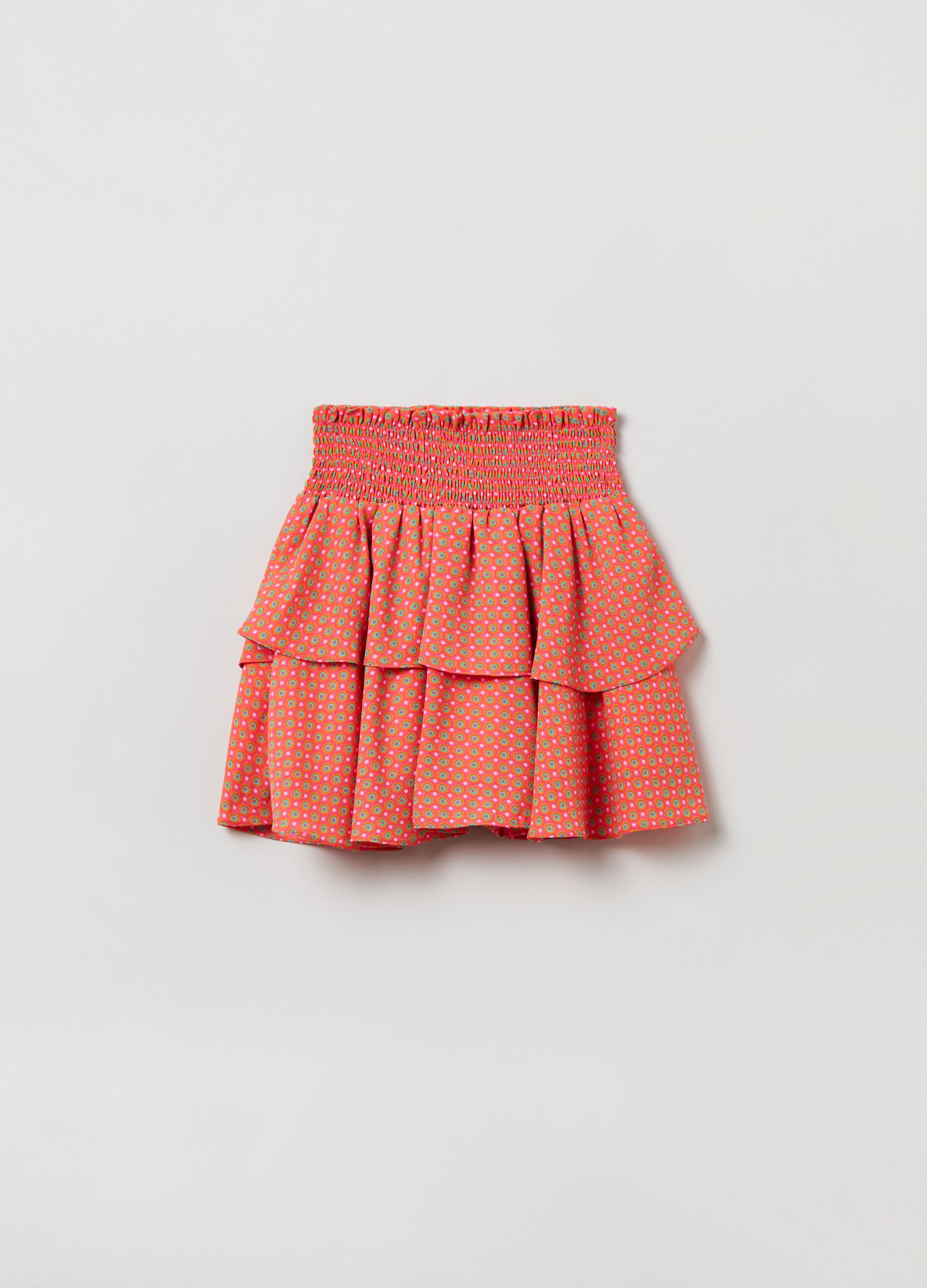 Tiered skirt with geometric print_0