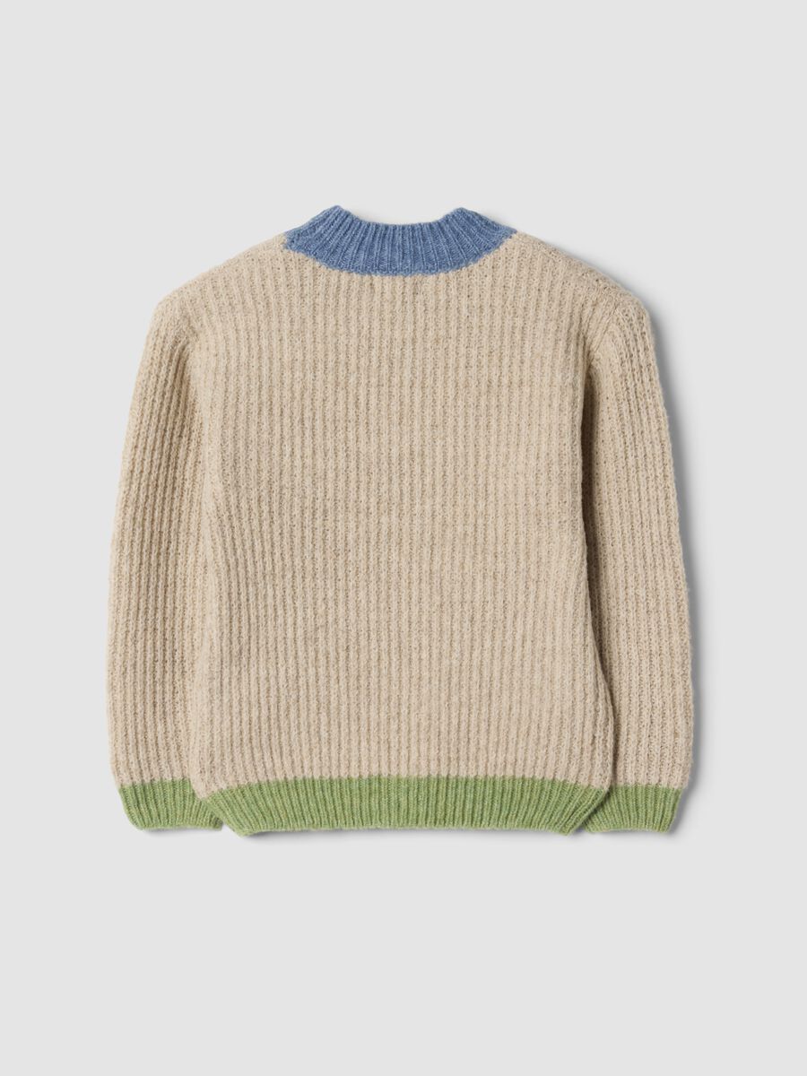 Beige stretch crew-neck jumper in oversized fit_1
