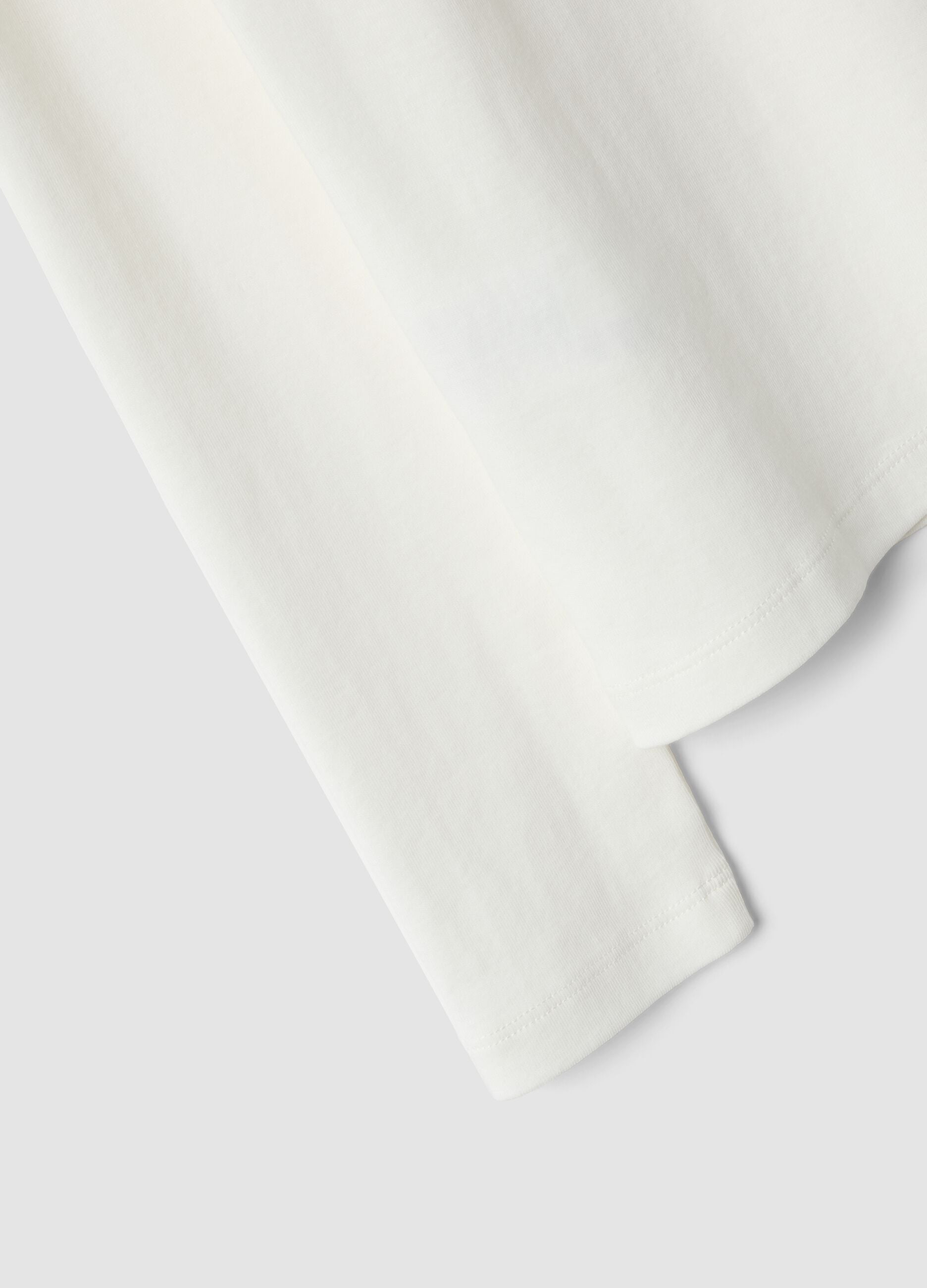 White pure cotton crew-neck T-shirt