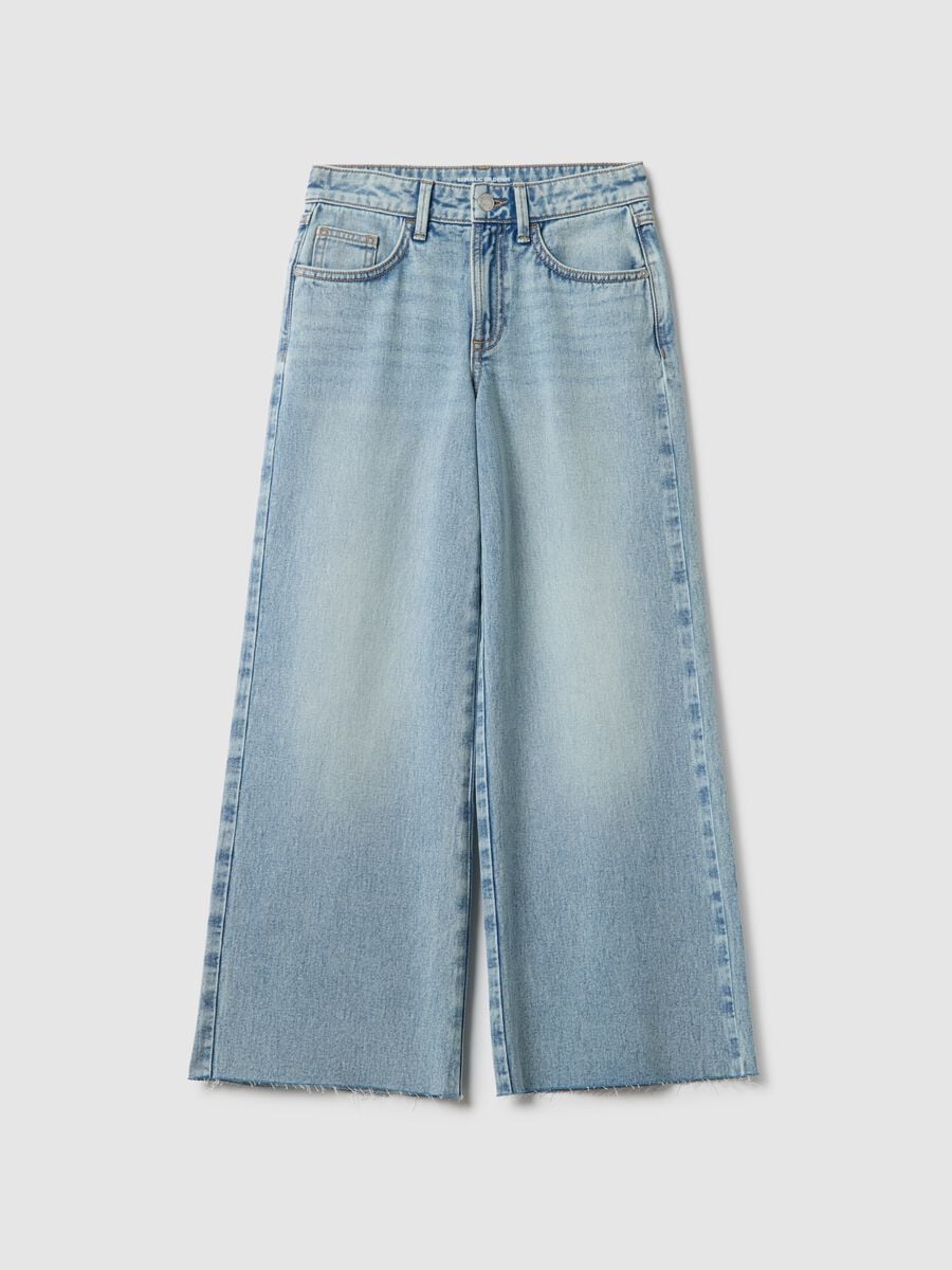 M&auml;dchen-Jaens aus reinem Baumwollstoff in Himmelblau, wide leg_3