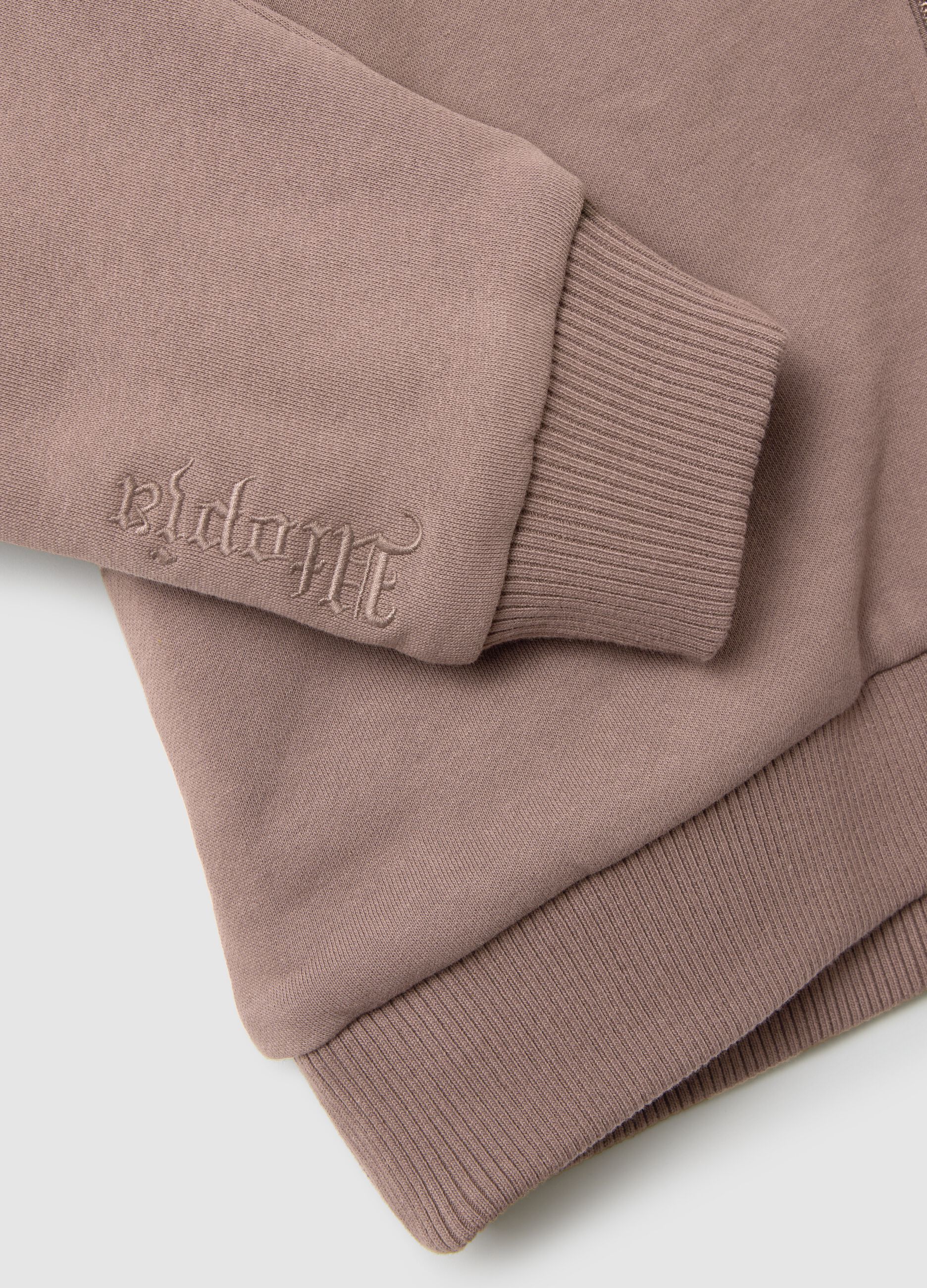 Mocha Hoodie Teddy Revers&iacute;vel com Fecho Integral