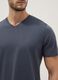 Blue pure cotton regular fit V-neck T-shirt_3