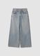 Light blue wide-leg denim jeans in pure cotton for girls_3