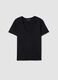 Black pure cotton V-neck regular fit T-shirt_0