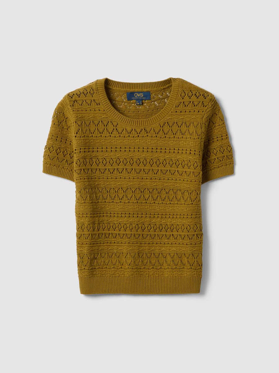 Yellow pure cotton regular fit knitted shirt_4
