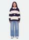 Sweatshirt azul &agrave;s riscas em mistura de algod&atilde;o com colarinho, relaxed fit_1