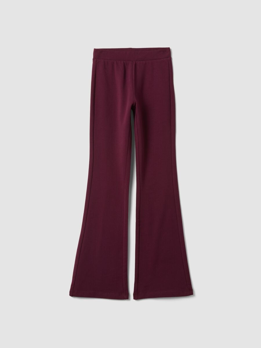 Plum purple flared stretch cotton leggings_0