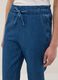 Paper bag trousers in pure blue denim cotton regular fit_3