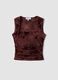 Top fitted rosso in tessuto elasticizzato con fantasia floreale_4