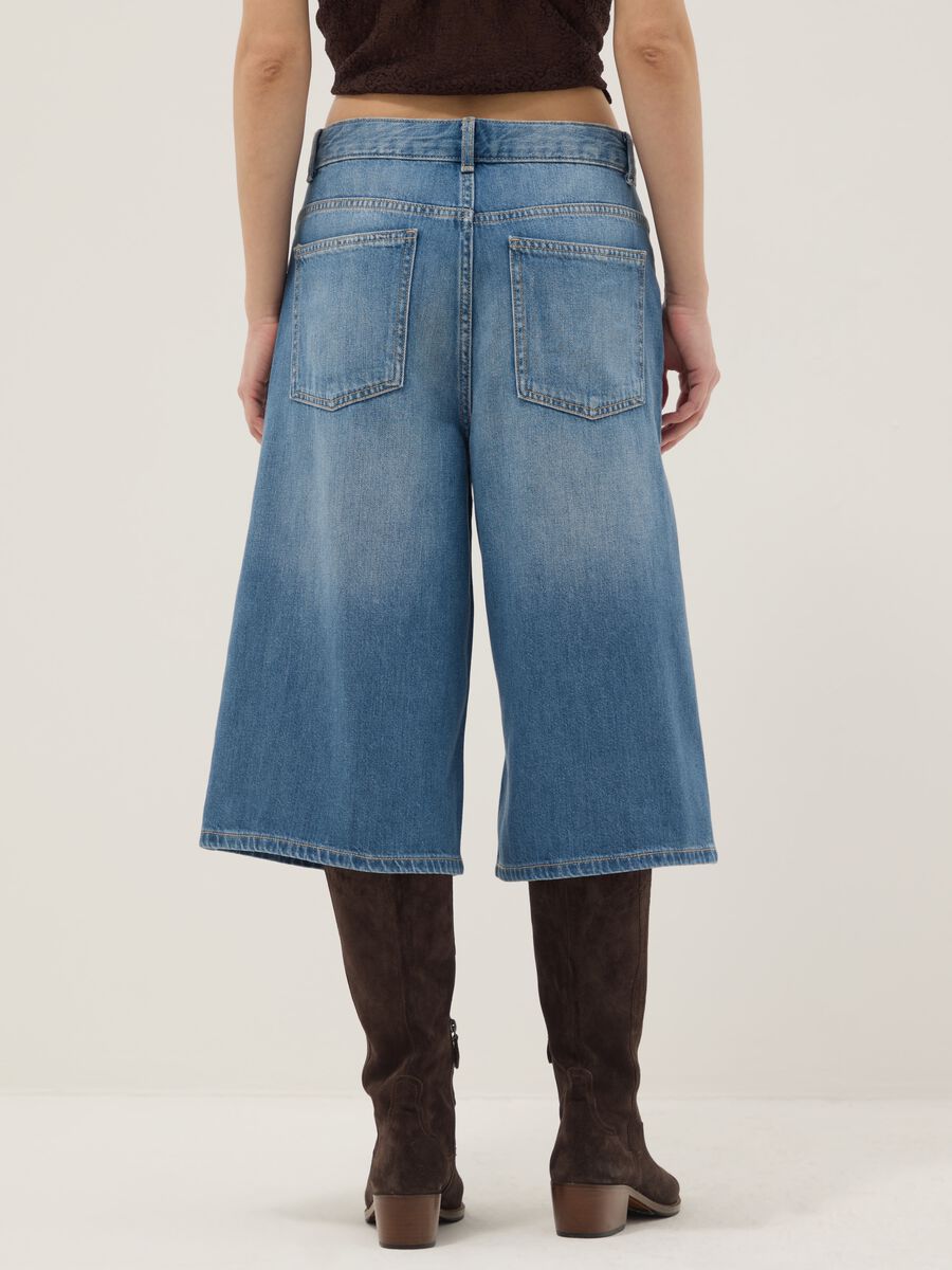 Blue denim pure cotton baggy shorts_2