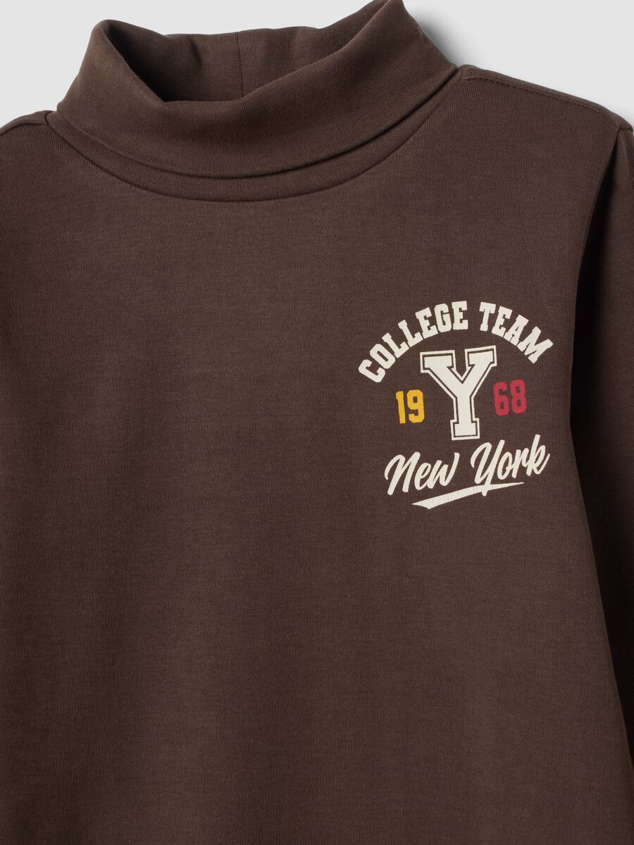 Camisola de gola alta castanho-claro em algod&atilde;o org&acirc;nico puro_2
