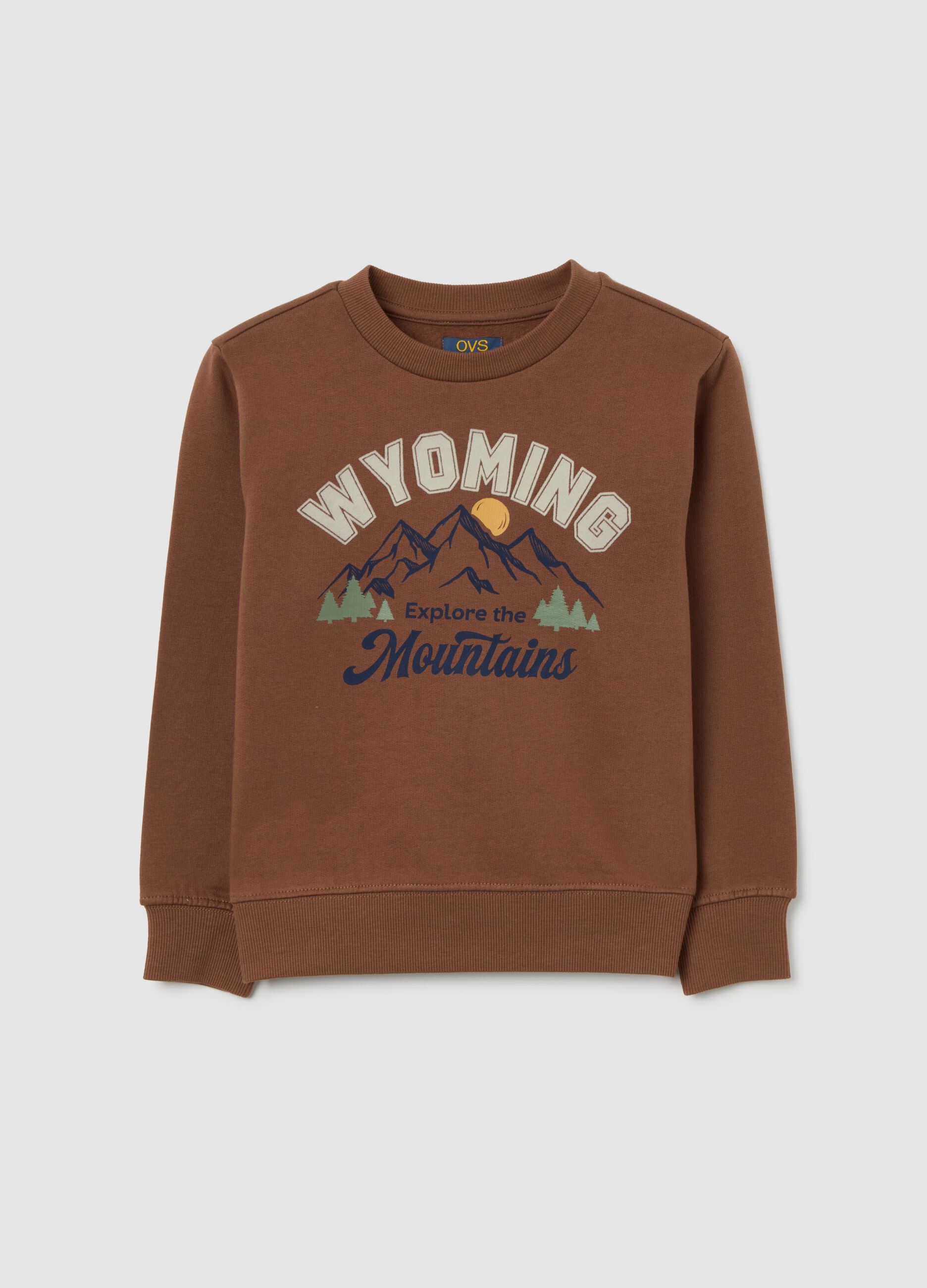 Kids' oversized pure brown cotton sweatshirt