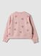 Felpa rosa in puro cotone con stampa cuori e girocollo per bambina_1