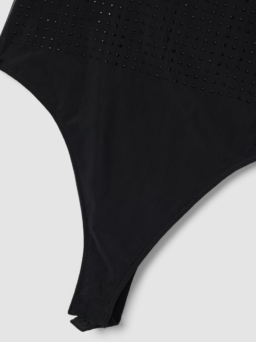 Black stretch bodysuit with rhinestones, regular fit_5