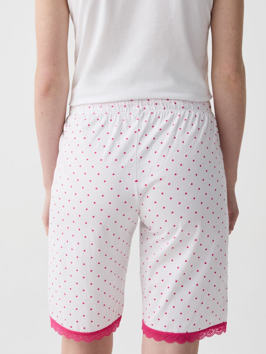 Pantalón pijama corto de lunares con encaje_2