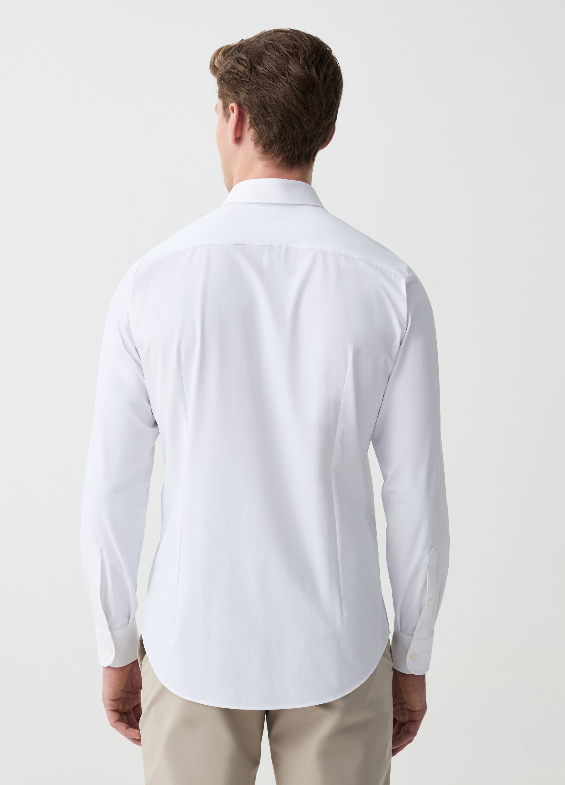 Camisa slim fit elástica color liso OVS Tech