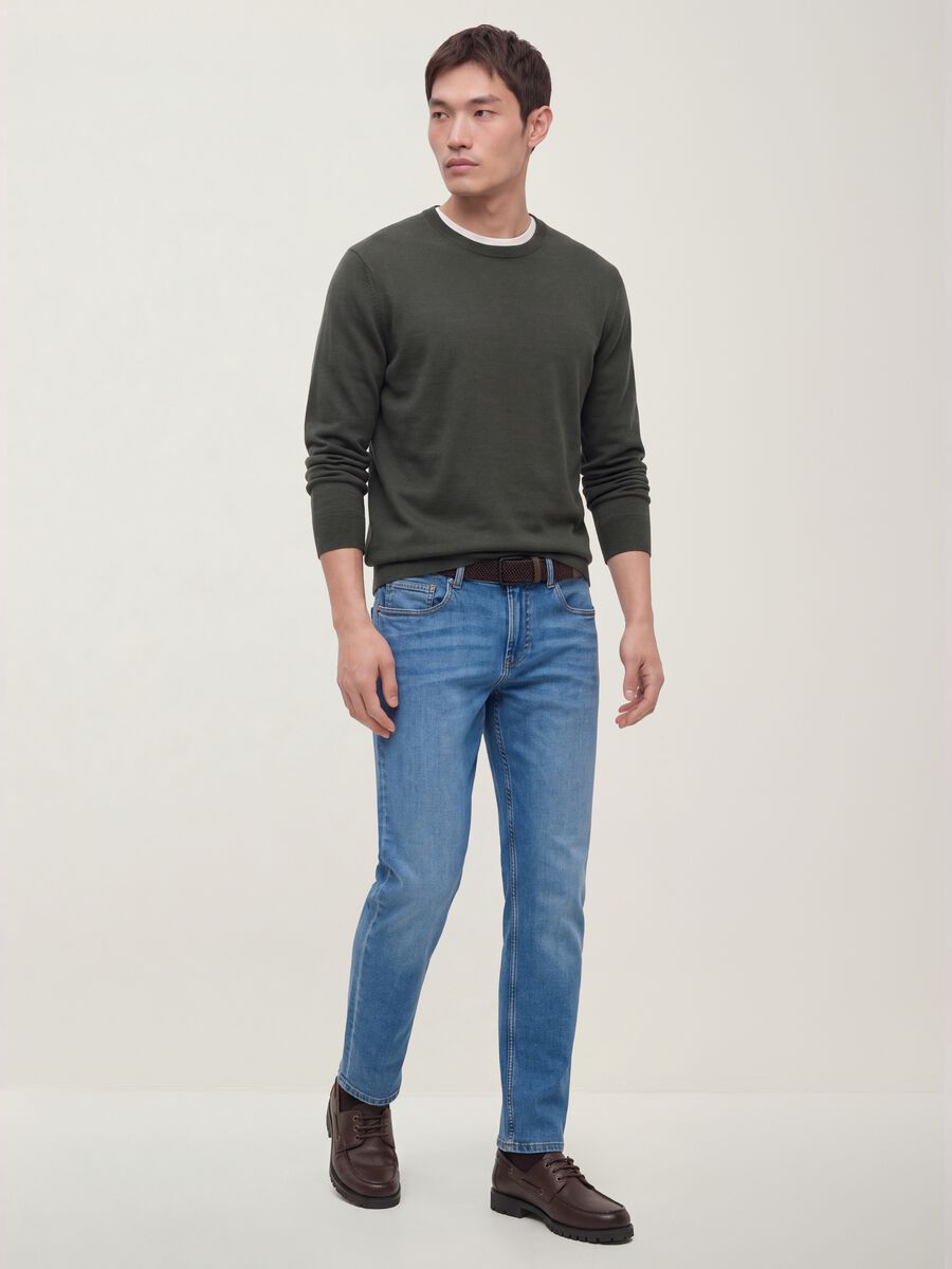 Blue stretch-cotton denim jeans, regular fit_1