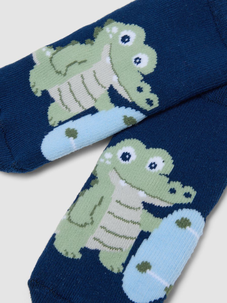 2-pack of blue and beige organic cotton anti-slip socks for baby boy_1