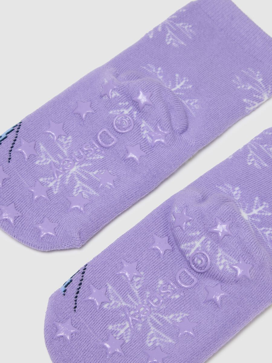 Girls' Regular Fit Purple Cotton Blend Socks with Frozen Print_1