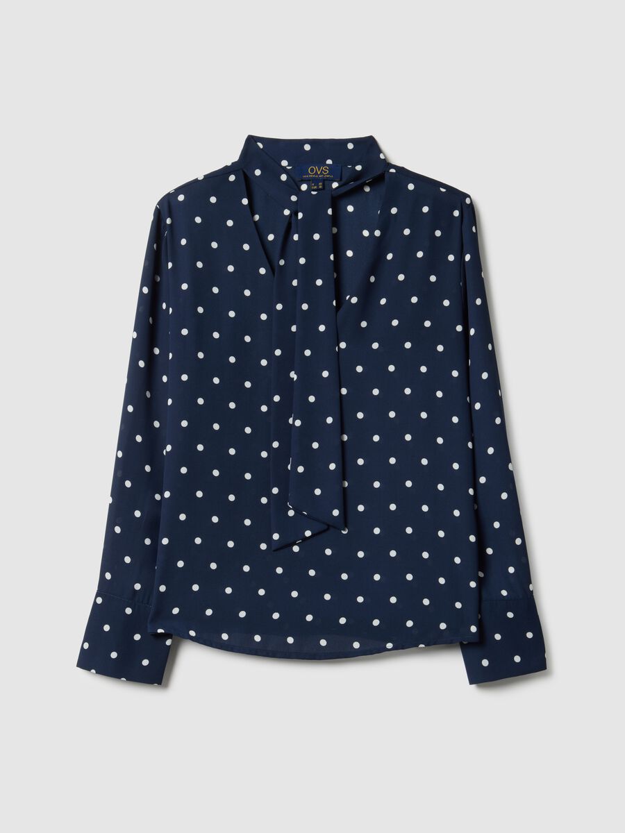 Blaue Crepe Bluse mit Tupfen_4