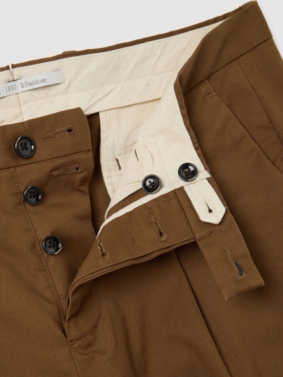 Brown stretch cotton blend chino trousers regular fit_6