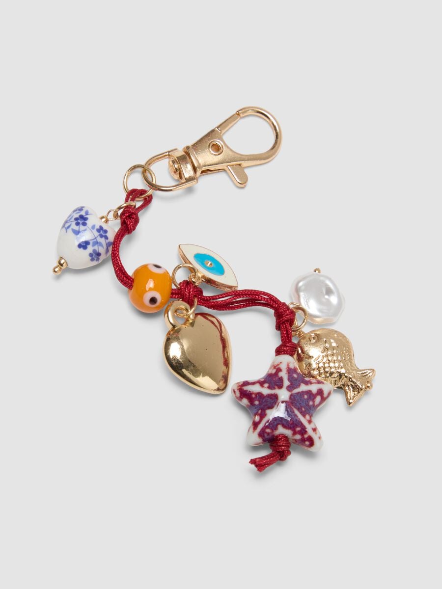 Multicolour keyring pendant with decorative charms_1