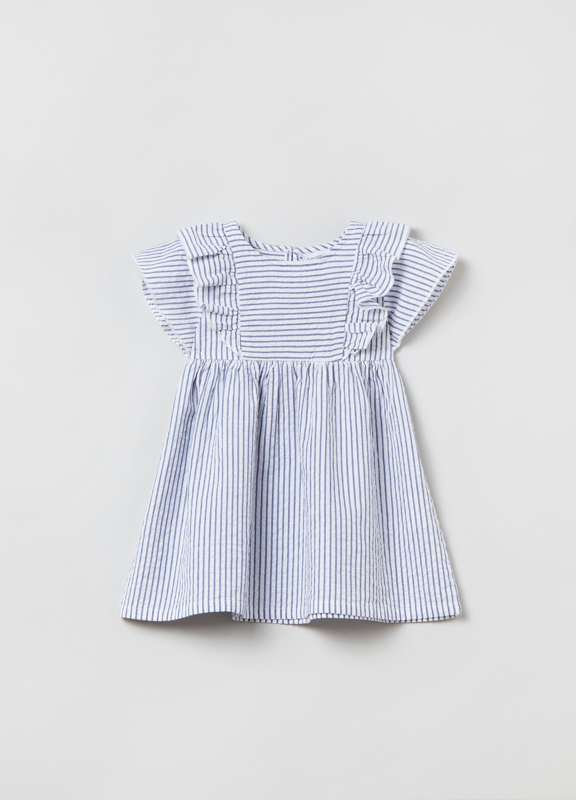 Striped cotton dress with frills