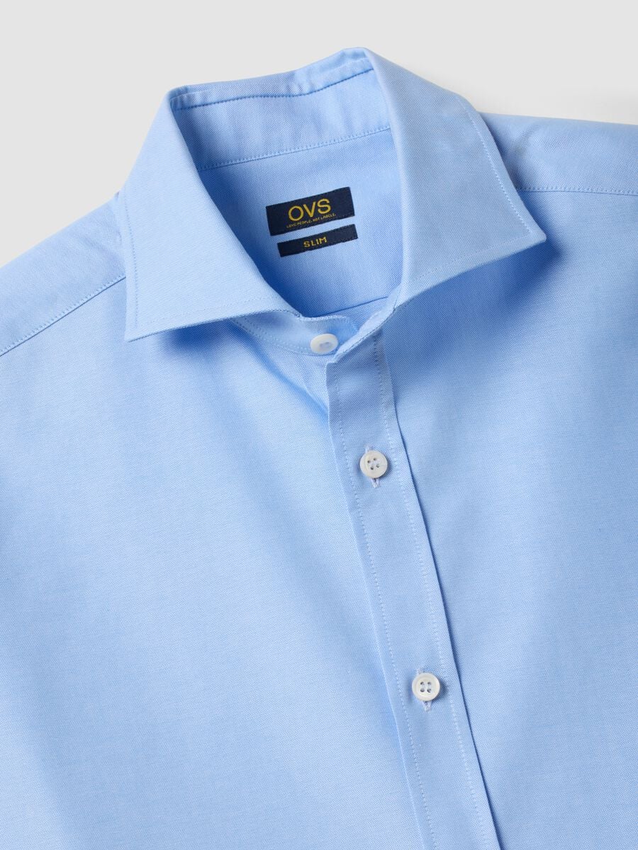 Light blue pure cotton Oxford shirt with cutaway collar, slim fit_2