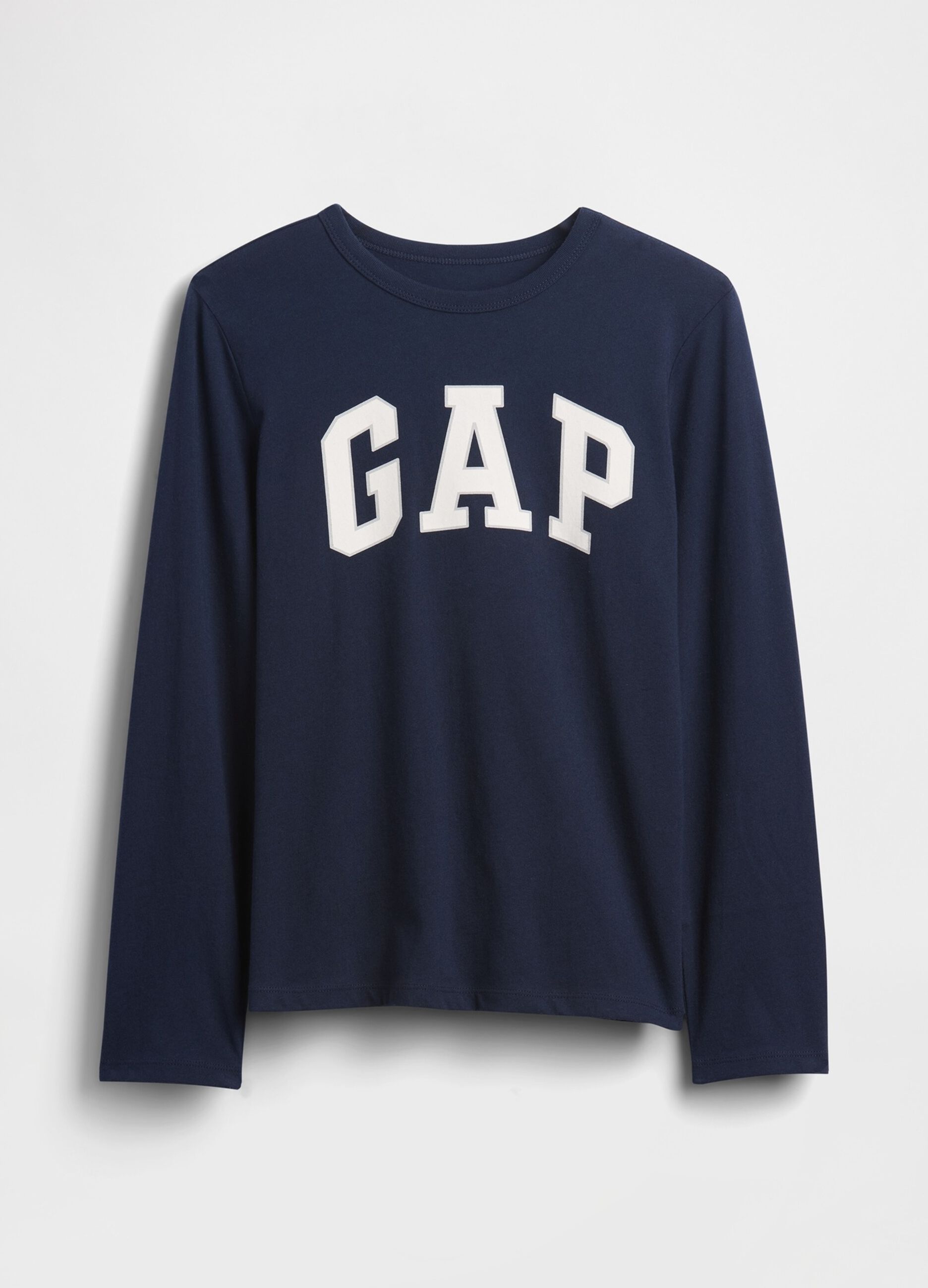 T-shirt azul de manga comprida em algod&atilde;o puro com log&oacute;tipo GAP