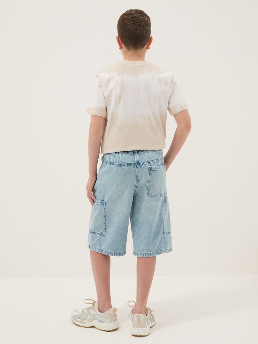 Boys' light blue baggy denim shorts in cotton blend, regular fit_1