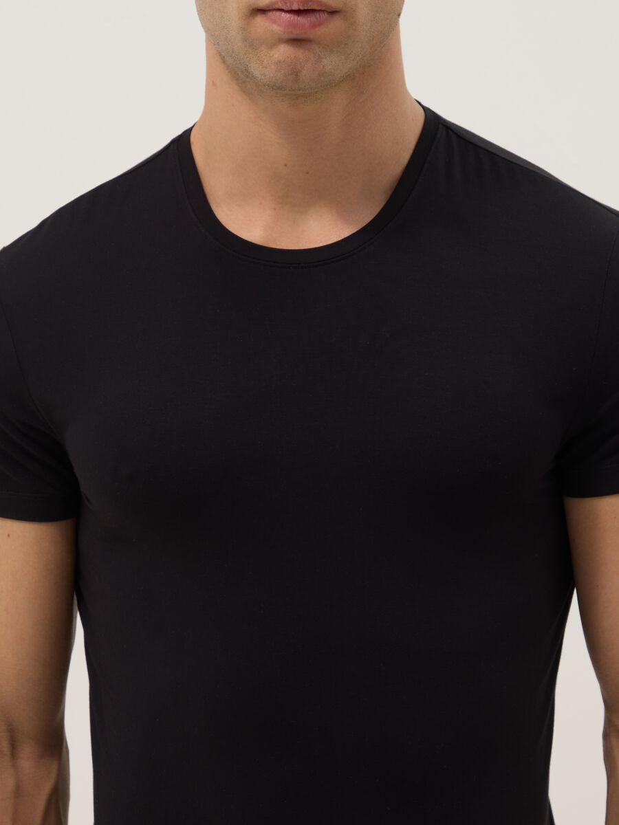 Black stretch modal T-shirt, regular fit_1