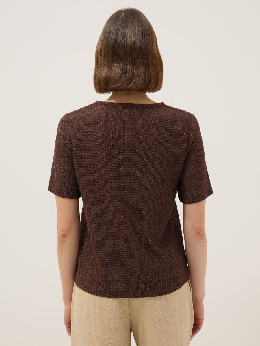 Brown short-sleeve viscose-blend T-shirt, regular fit_3