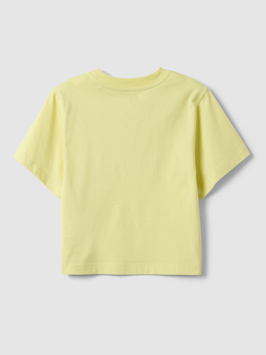 Girl's Yellow Pure Cotton Regular Fit T-shirt with Print_4