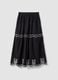 Long blue pure cotton skirt with embroidery_4
