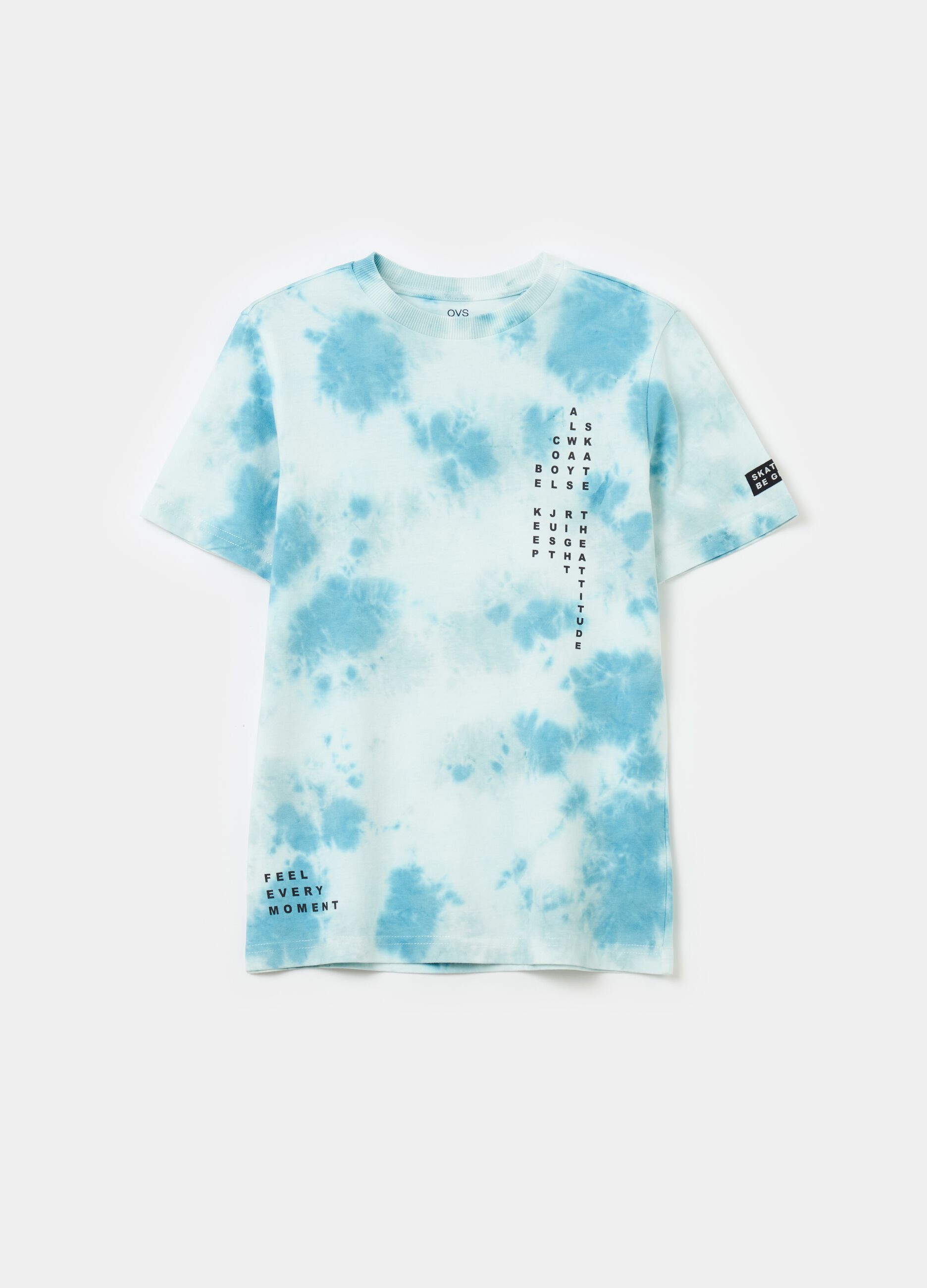 Camiseta de algodón Tie Dye con motivo de texto