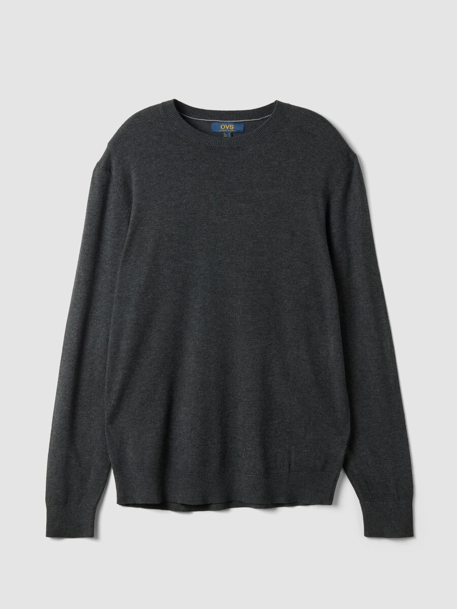 Grey crew-neck viscose-blend jumper, regular fit_4