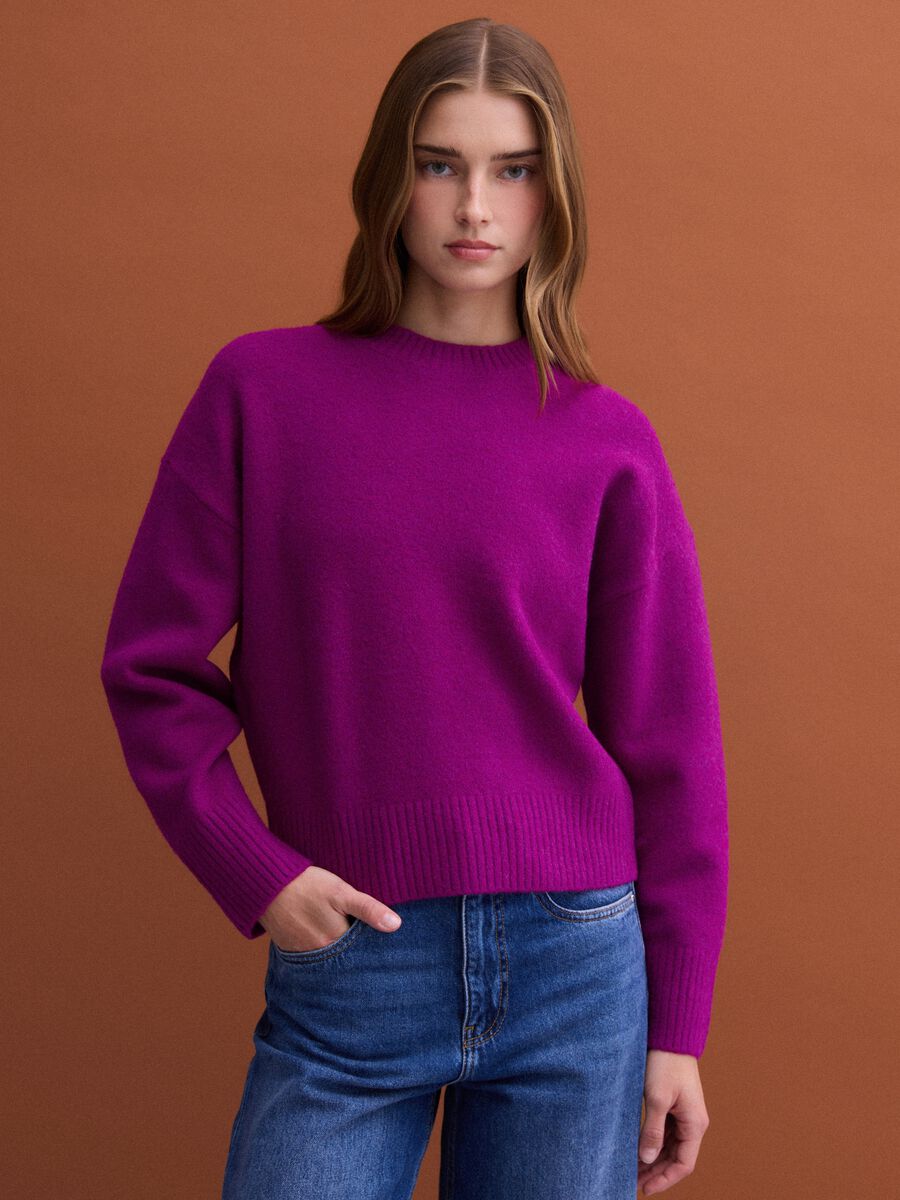 Pink stretch wool crew-neck jumper_1