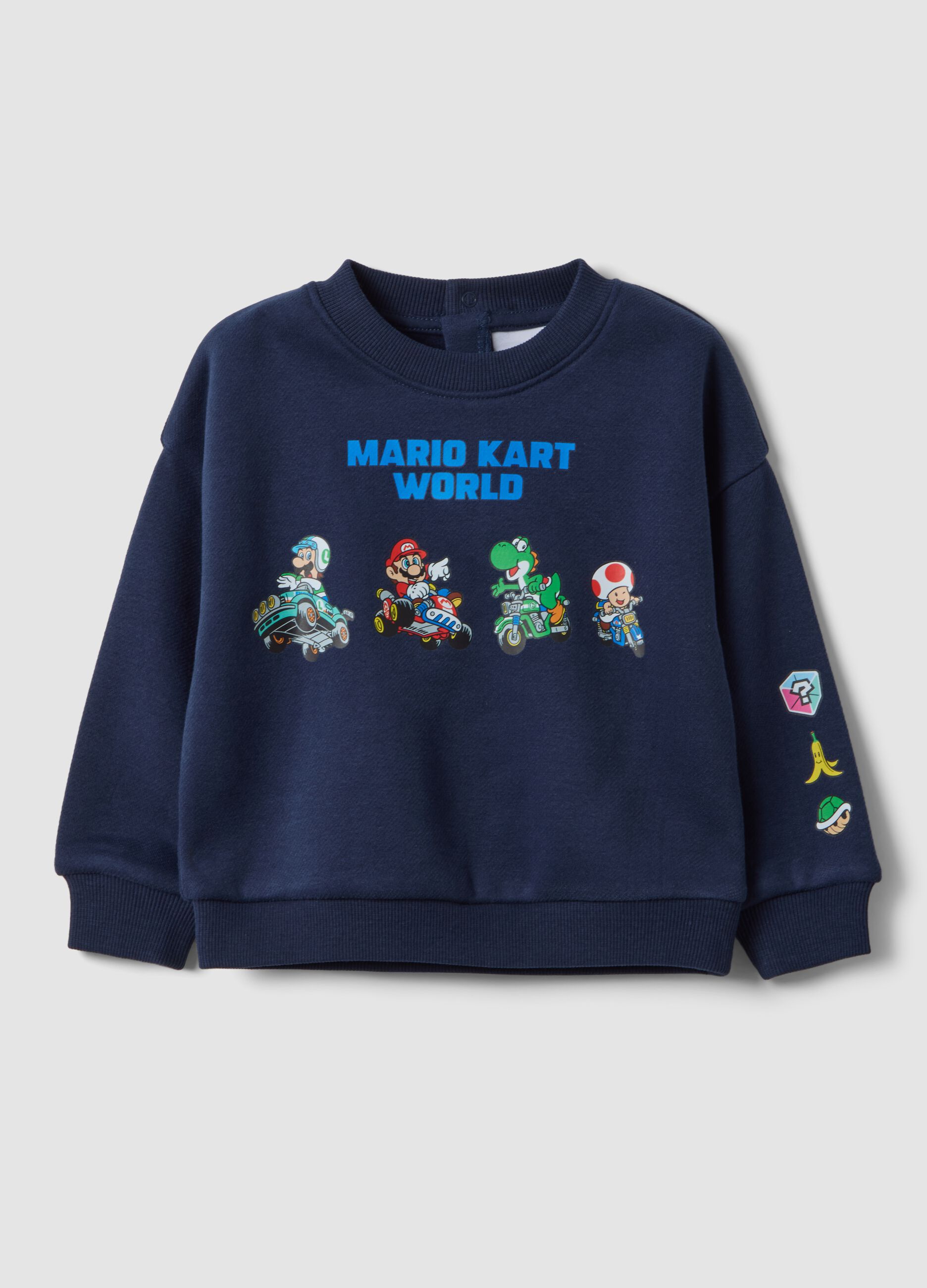 Navy blue cotton-blend crew-neck Mario Kart sweatshirt