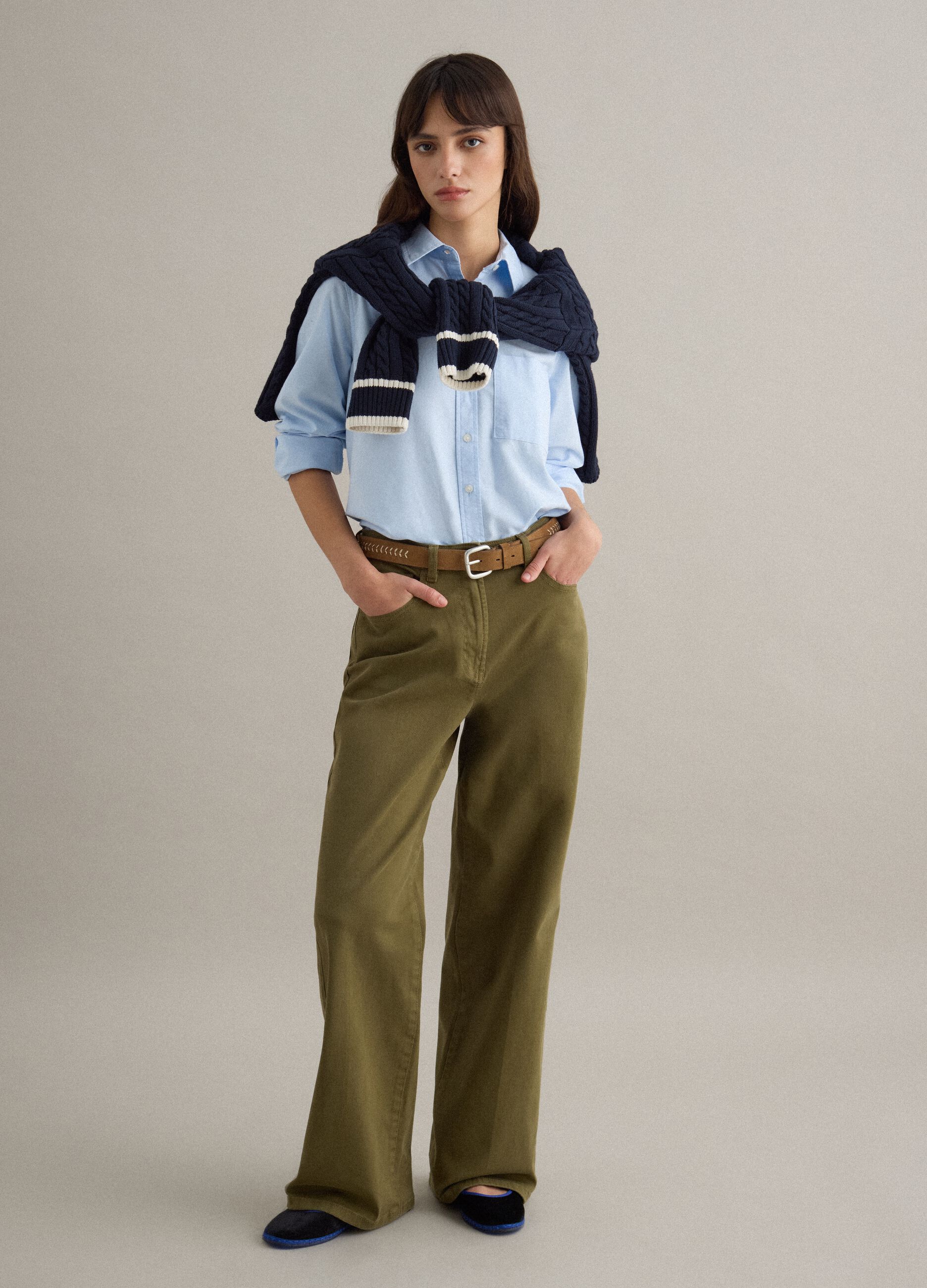 Hellblaue Regular Fit Baumwoll-Langarmhemd