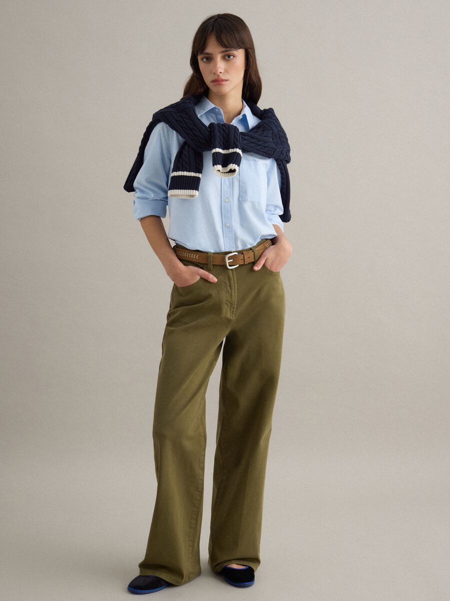 Light blue regular fit pure cotton long-sleeved shirt_2