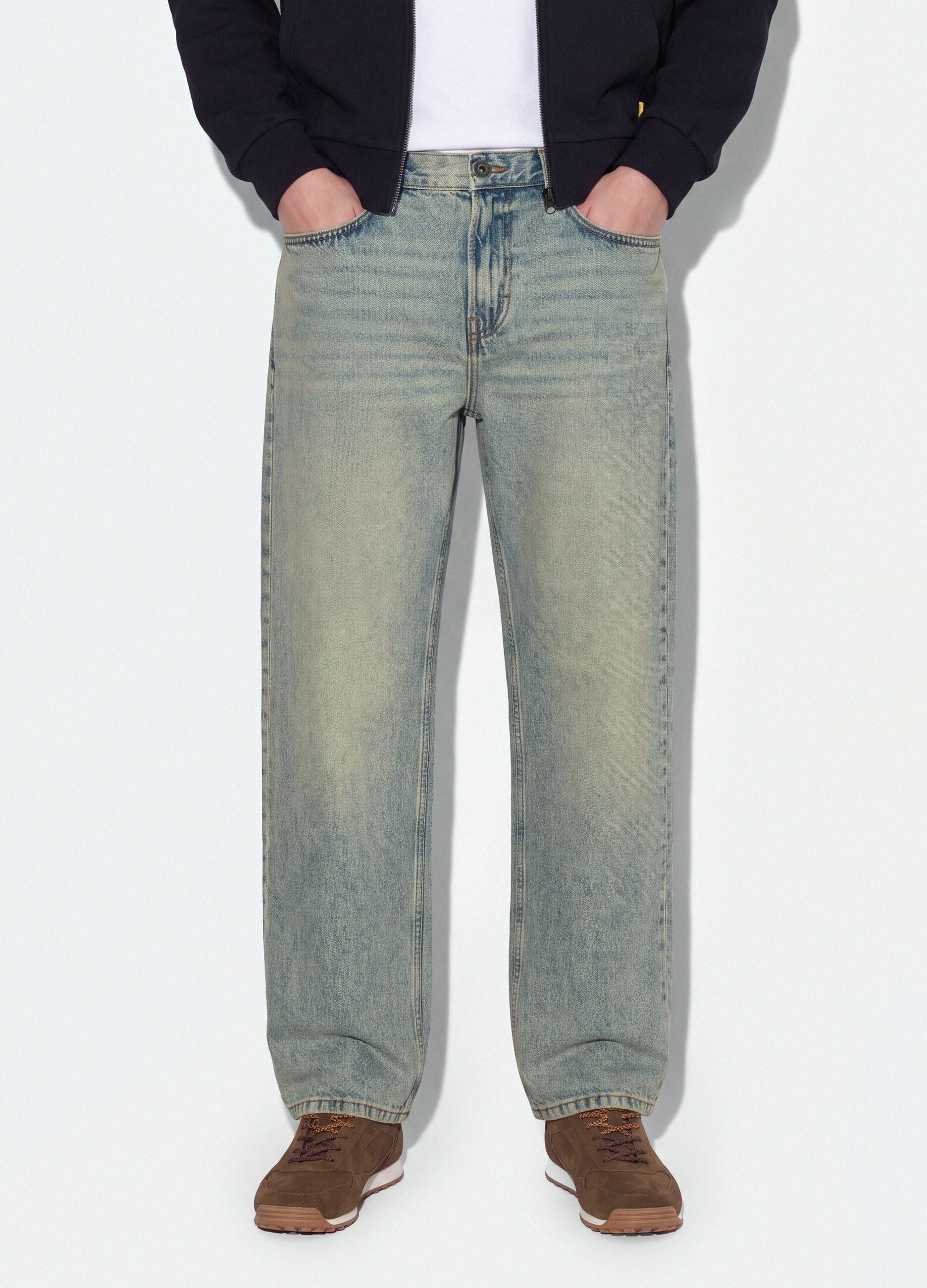 Jeans de ganga azul-claro em algod&atilde;o puro, loose fit