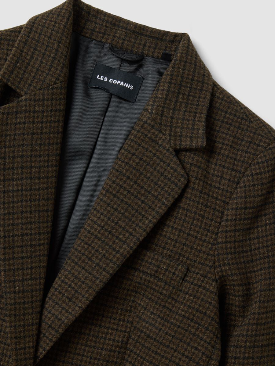 Blazer castanho em mistura de l&atilde; com lapelas cl&aacute;ssicas_1