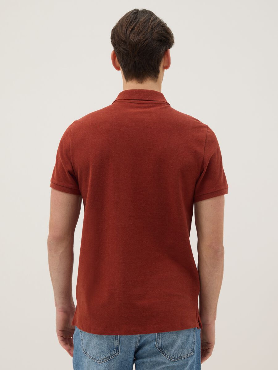 Red pure cotton short-sleeve regular fit polo shirt_2