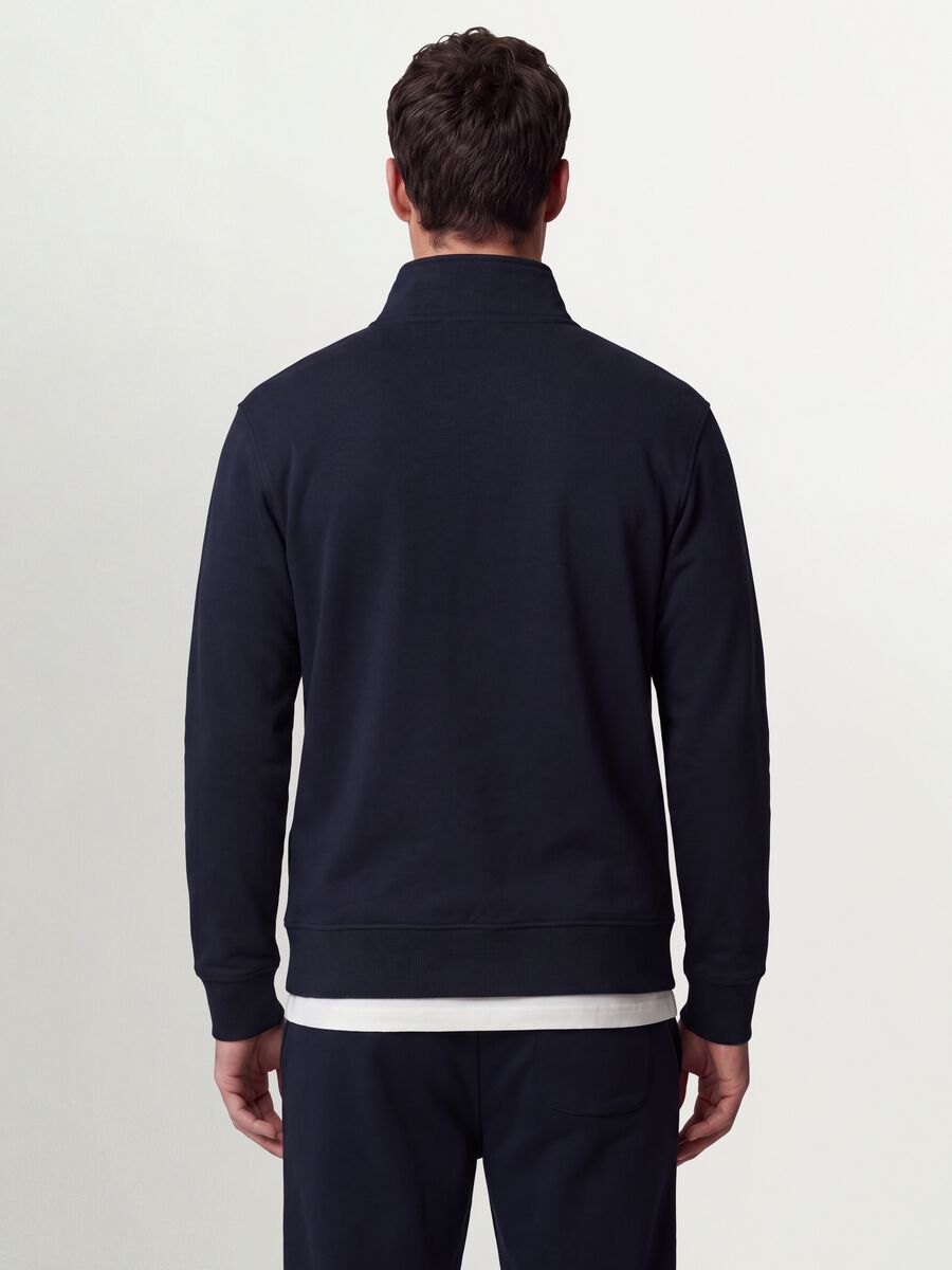 Blue cotton-blend sweatshirt with crew neck and zip, regular fit_2
