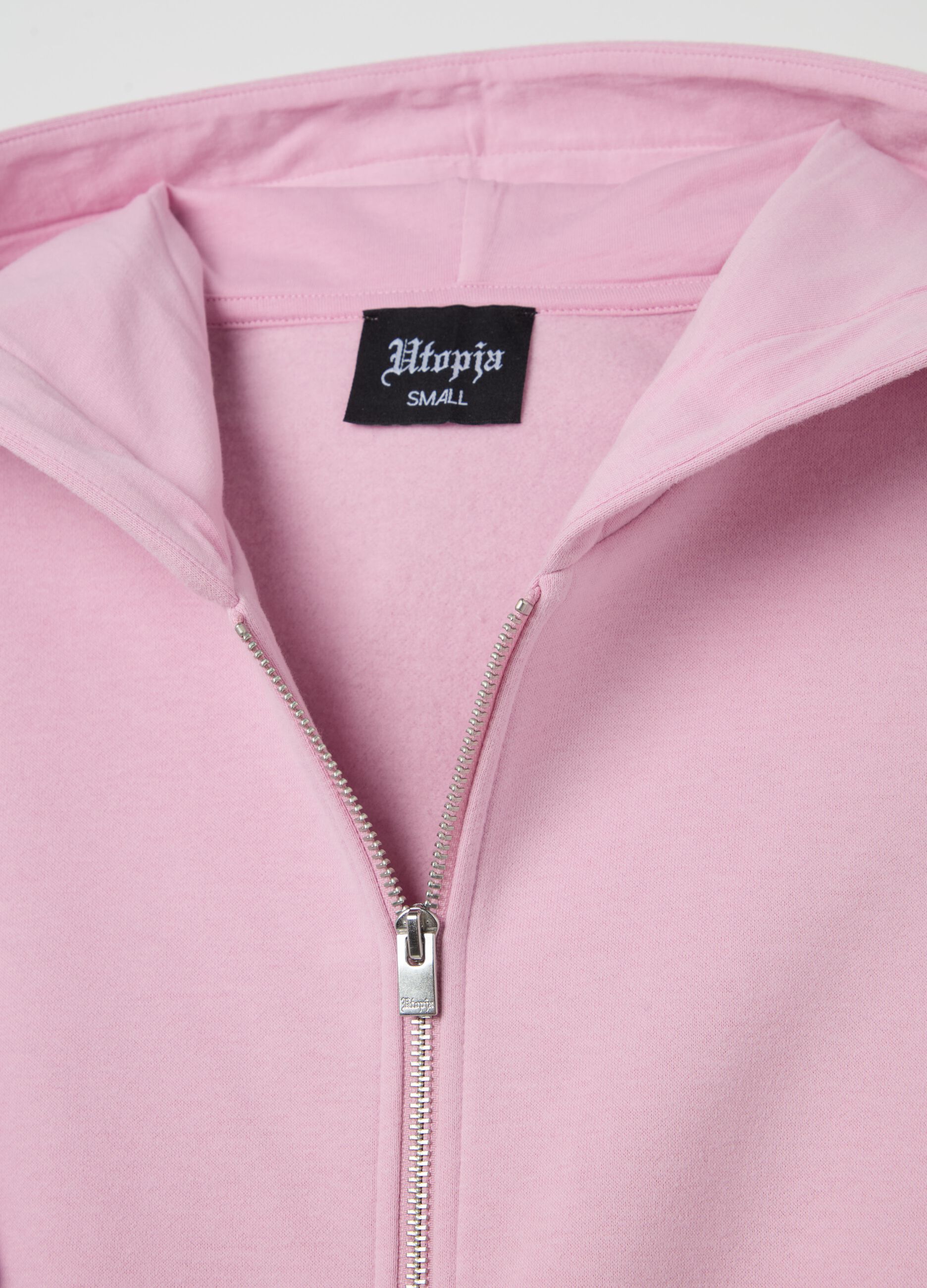 Crop Cargo Zip Hoodie Light Pink