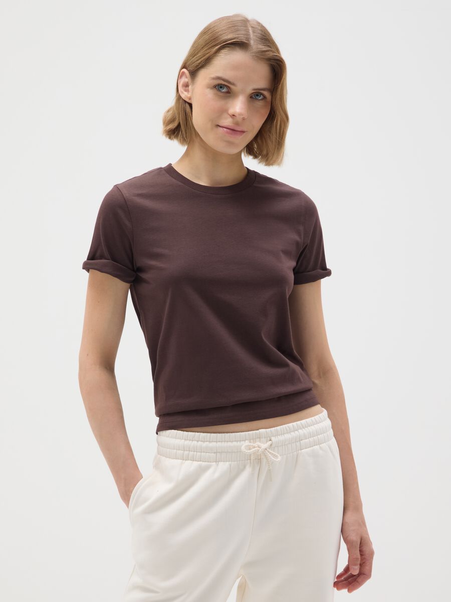 Brown pure cotton T-shirt regular fit_1