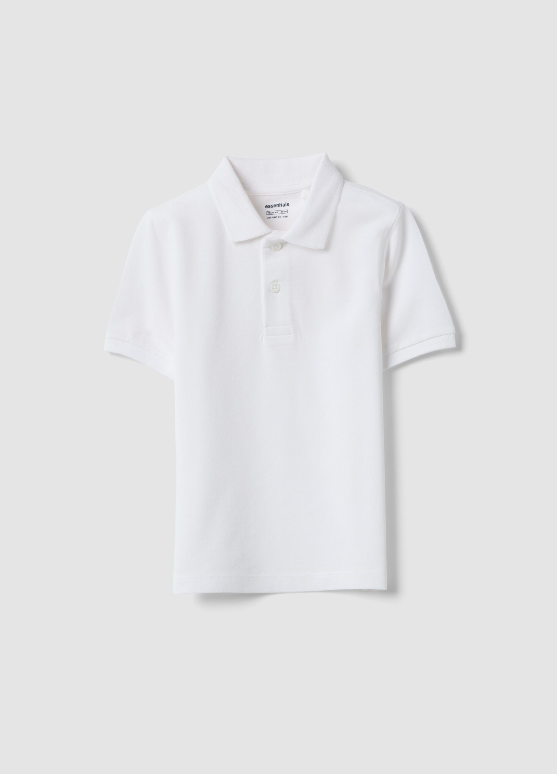 Boys&rsquo; white organic cotton polo shirt, regular fit